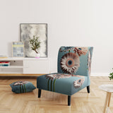 Orange Gerbera Hyper Realistic Flowers - Traditional Accent Slipper Chair