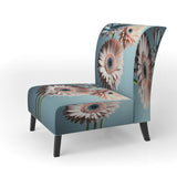 Orange Gerbera Hyper Realistic Flowers - Traditional Accent Slipper Chair