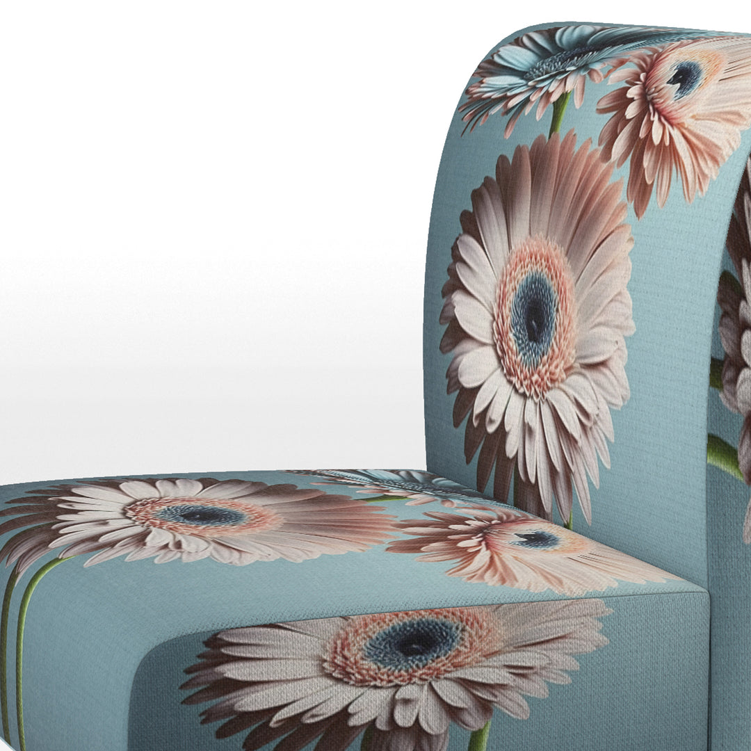 Orange Gerbera Hyper Realistic Flowers - Traditional Accent Slipper Chair