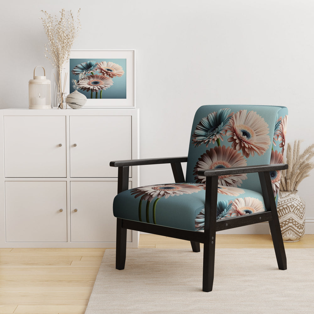 Orange Gerbera Hyper Realistic Flowers - Traditional Accent Slipper Chair