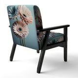Orange Gerbera Hyper Realistic Flowers - Traditional Accent Slipper Chair
