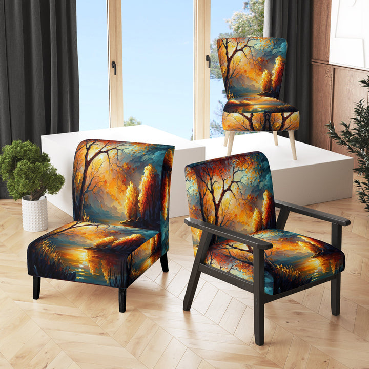 Forest Scenery By A Lake - Traditional Arm Chair