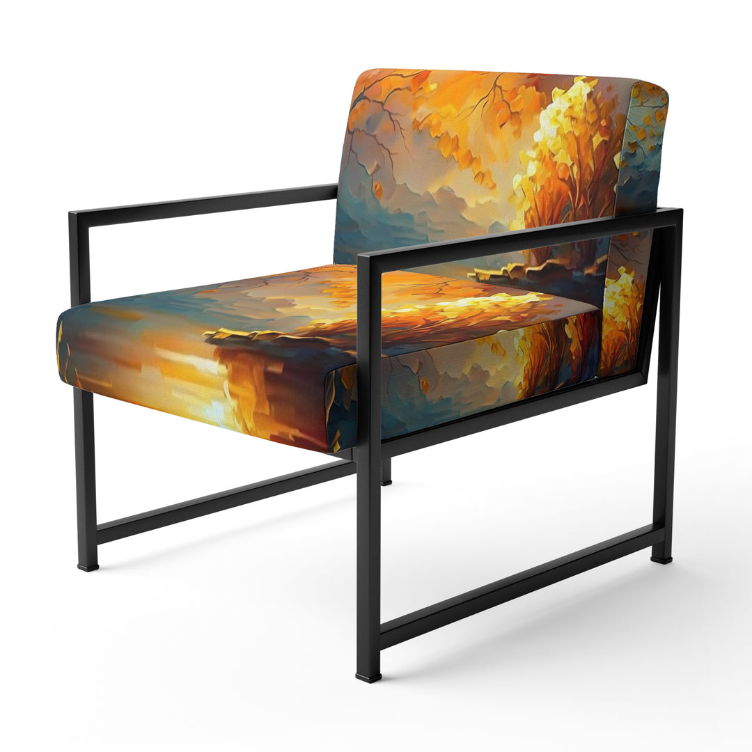 Forest Scenery By A Lake - Traditional Arm Chair