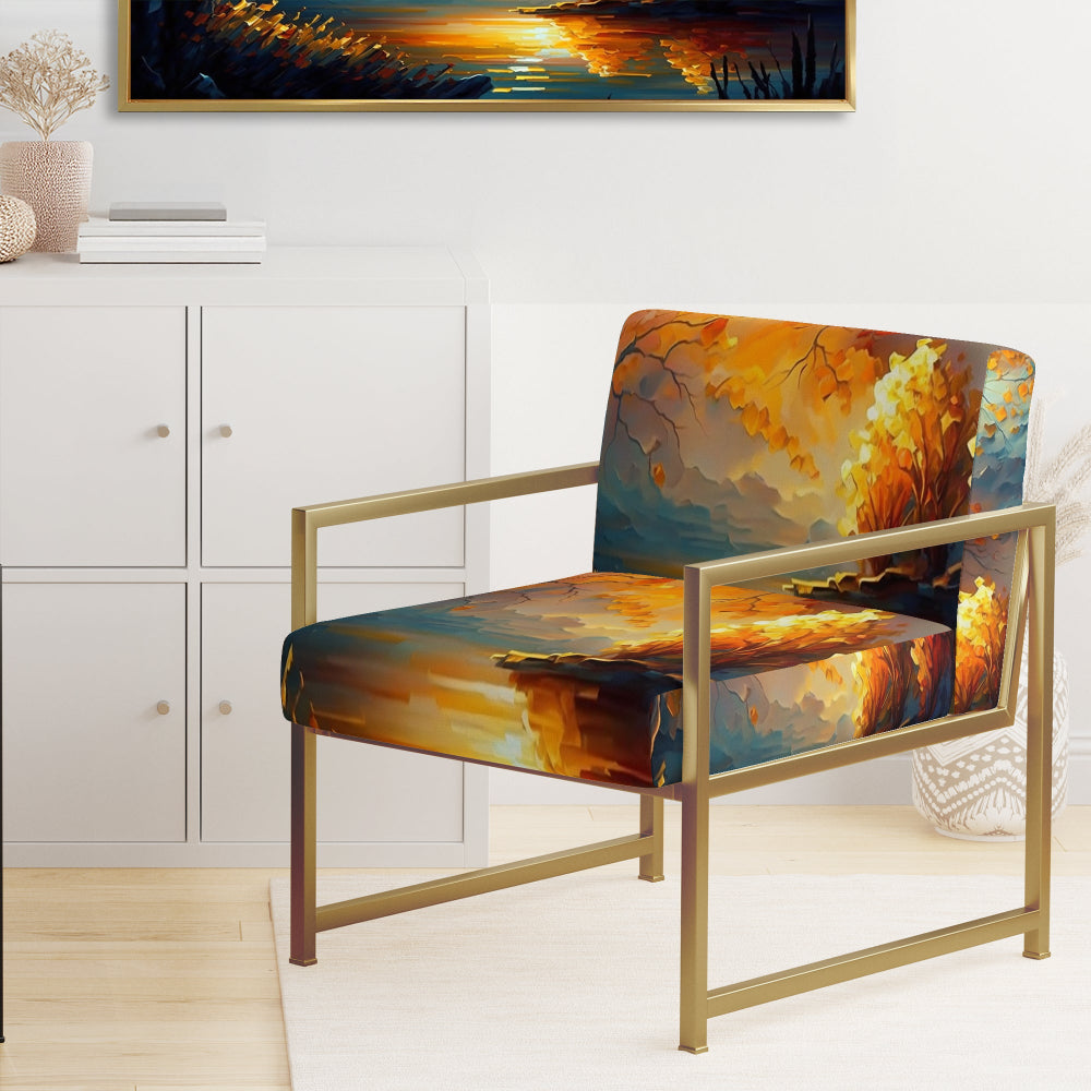 Forest Scenery By A Lake - Traditional Arm Chair