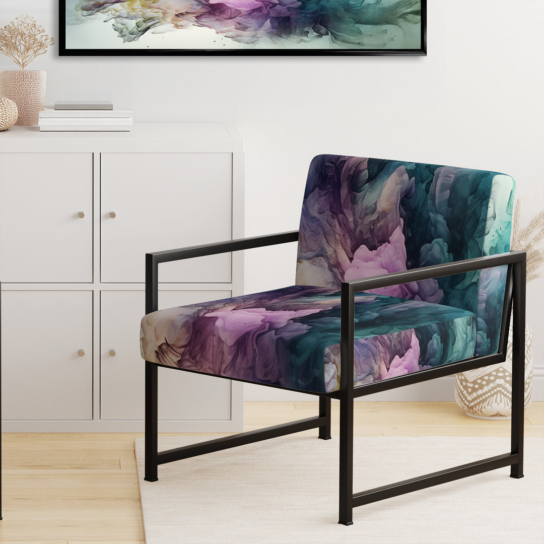 Green Purple Marbled Symphony - Modern Accent Chair