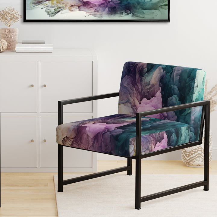Green Purple Marbled Symphony - Modern Accent Chair