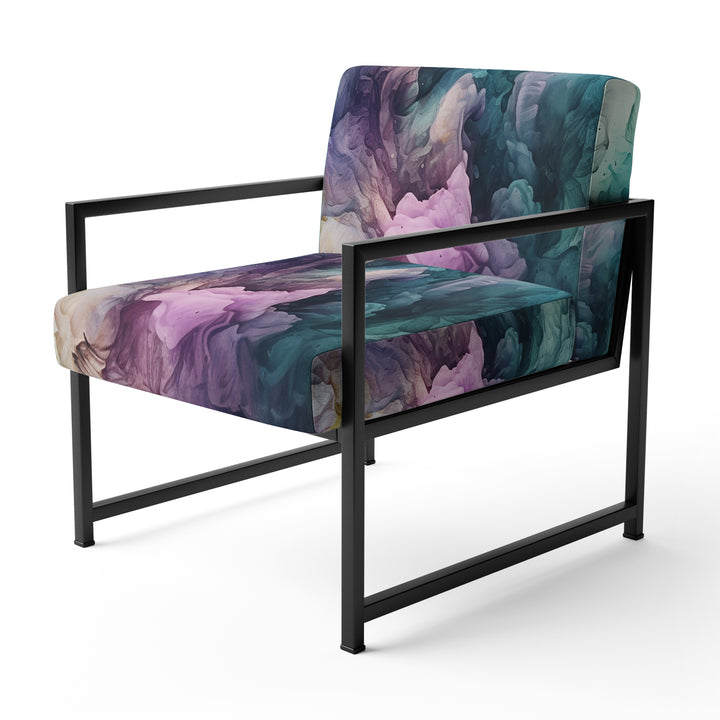 Green Purple Marbled Symphony - Modern Accent Chair