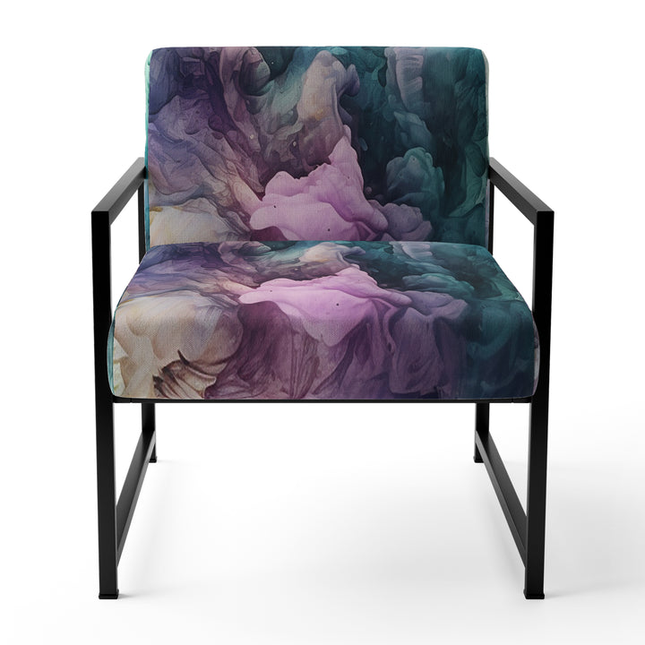 Green Purple Marbled Symphony - Modern Accent Chair