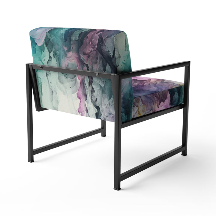 Green Purple Marbled Symphony - Modern Accent Chair