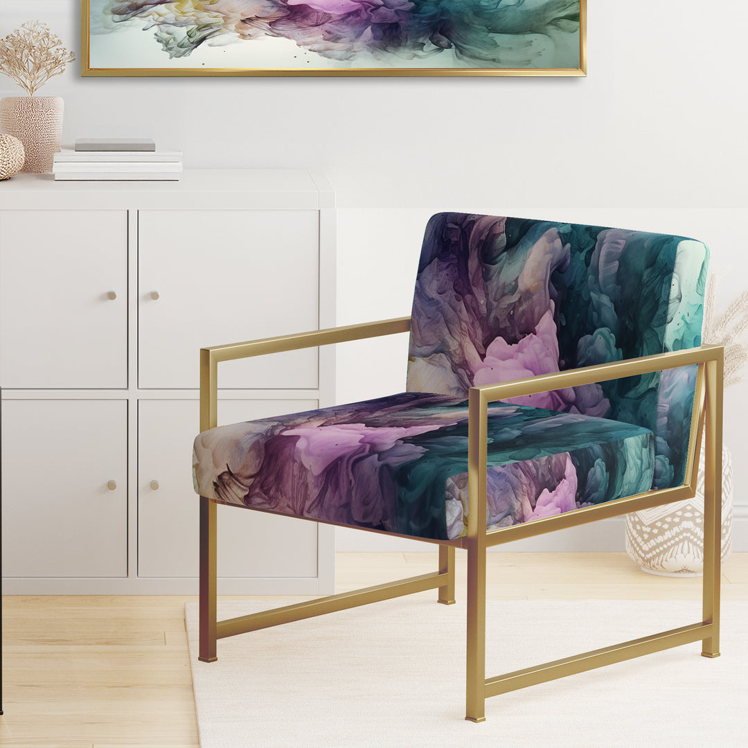 Green Purple Marbled Symphony - Modern Accent Chair