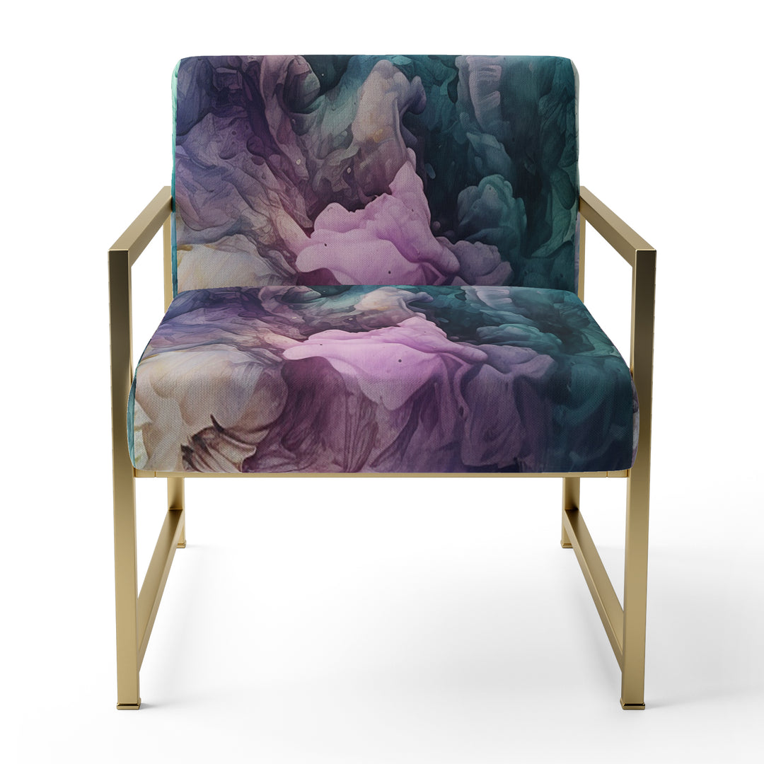 Green Purple Marbled Symphony - Modern Accent Chair