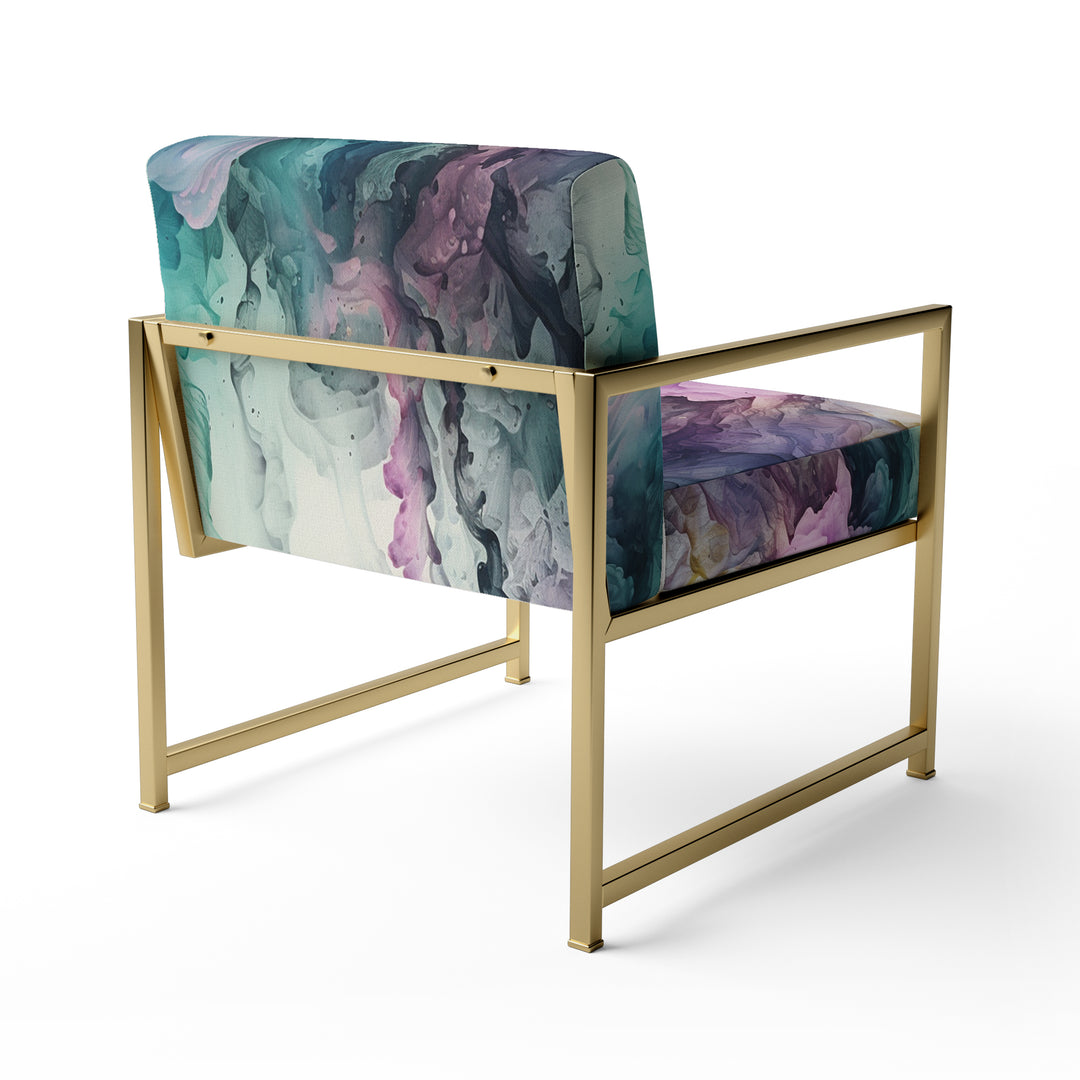 Green Purple Marbled Symphony - Modern Accent Chair
