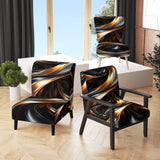 Gold Grey Abstract Fractal Reflections - Upholstered Modern Accent Chairs