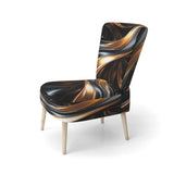 Gold Grey Abstract Fractal Reflections - Upholstered Modern Accent Chairs