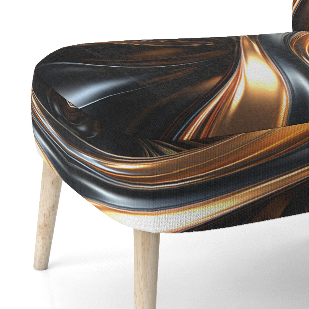 Gold Grey Abstract Fractal Reflections - Upholstered Modern Accent Chairs