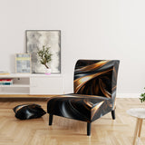 Gold Grey Abstract Fractal Reflections - Upholstered Modern Accent Chairs
