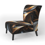 Gold Grey Abstract Fractal Reflections - Upholstered Modern Accent Chairs