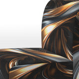 Gold Grey Abstract Fractal Reflections - Upholstered Modern Accent Chairs