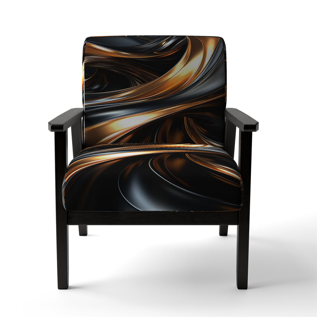 Gold Grey Abstract Fractal Reflections - Upholstered Modern Accent Chairs