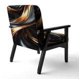 Gold Grey Abstract Fractal Reflections - Upholstered Modern Accent Chairs