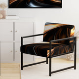 Gold Grey Abstract Fractal Reflections - Upholstered Modern Accent Chairs
