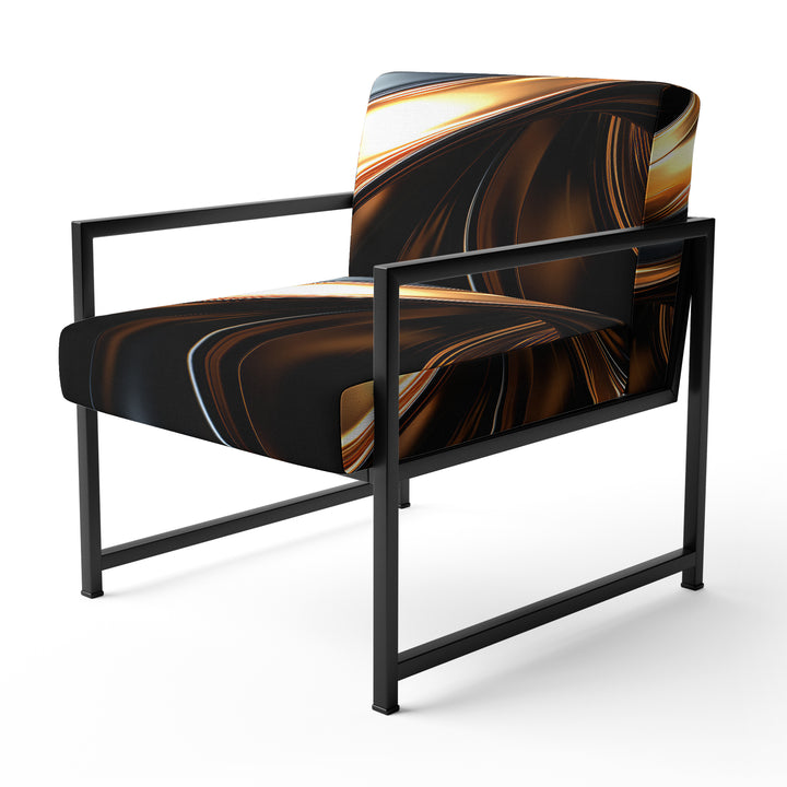 Gold Grey Abstract Fractal Reflections - Upholstered Modern Accent Chairs