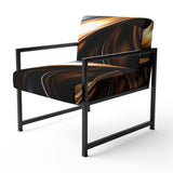 Gold Grey Abstract Fractal Reflections - Upholstered Modern Accent Chairs