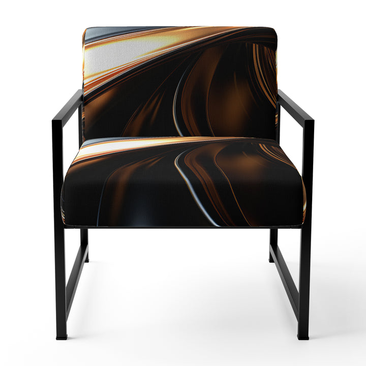 Gold Grey Abstract Fractal Reflections - Upholstered Modern Accent Chairs