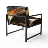 Gold Grey Abstract Fractal Reflections - Upholstered Modern Accent Chairs