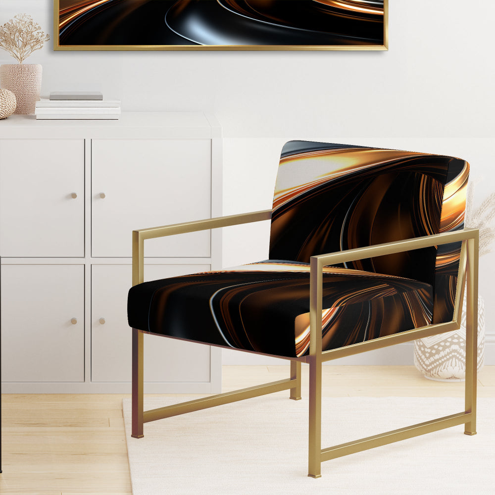 Gold Grey Abstract Fractal Reflections - Upholstered Modern Accent Chairs