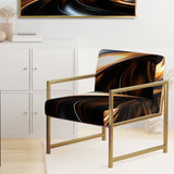 Gold Grey Abstract Fractal Reflections - Upholstered Modern Accent Chairs