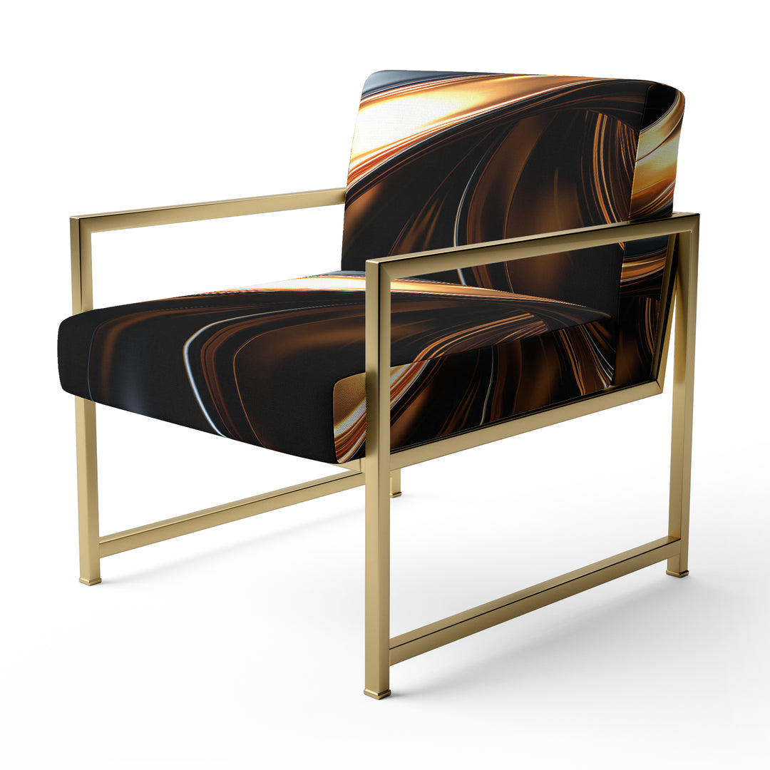 Gold Grey Abstract Fractal Reflections - Upholstered Modern Accent Chairs
