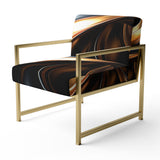 Gold Grey Abstract Fractal Reflections - Upholstered Modern Accent Chairs