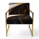 Gold Grey Abstract Fractal Reflections - Upholstered Modern Accent Chairs