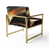 Gold Grey Abstract Fractal Reflections - Upholstered Modern Accent Chairs