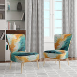 Yellow Teal Abstract Fractal Infinite Ripples - Modern Arm Chair