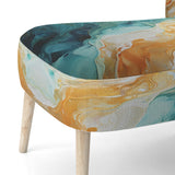 Yellow Teal Abstract Fractal Infinite Ripples - Modern Arm Chair