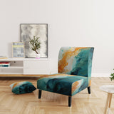 Yellow Teal Abstract Fractal Infinite Ripples - Modern Arm Chair