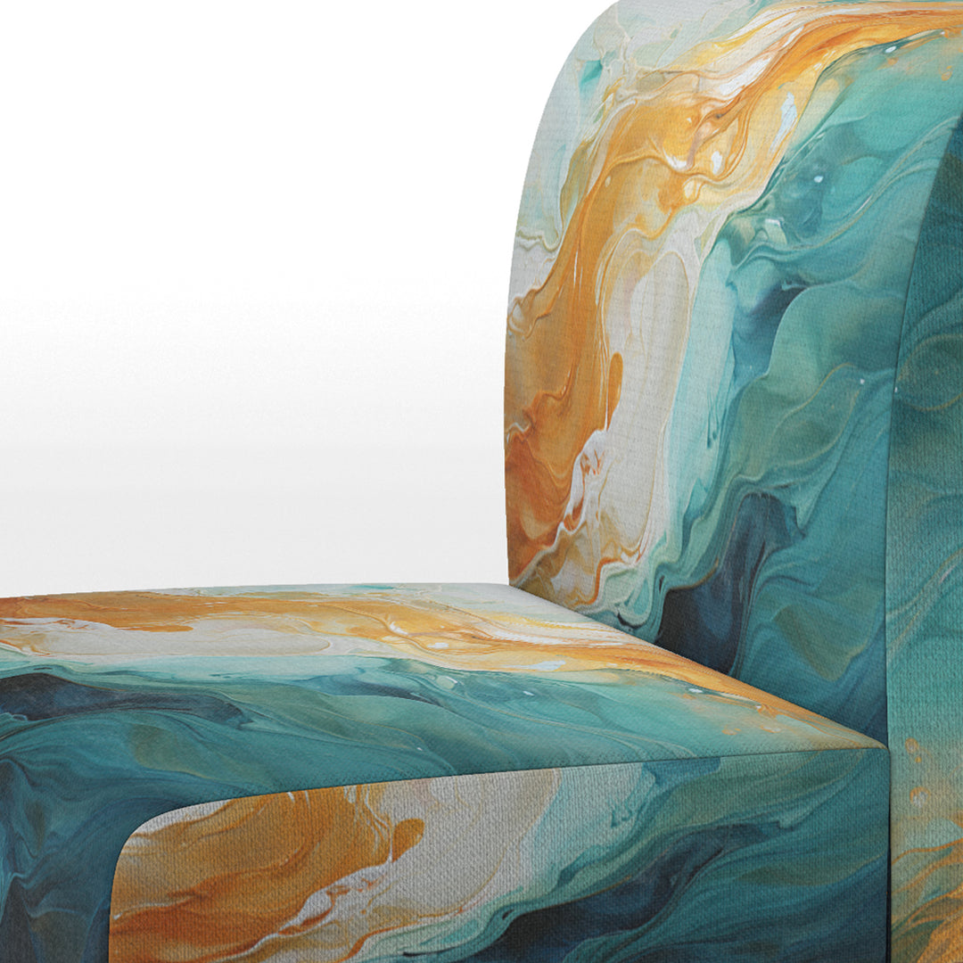 Yellow Teal Abstract Fractal Infinite Ripples - Modern Arm Chair