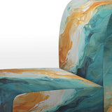 Yellow Teal Abstract Fractal Infinite Ripples - Modern Arm Chair