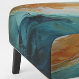 Yellow Teal Abstract Fractal Infinite Ripples - Modern Arm Chair