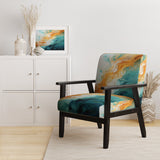 Yellow Teal Abstract Fractal Infinite Ripples - Modern Arm Chair