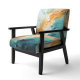 Yellow Teal Abstract Fractal Infinite Ripples - Modern Arm Chair