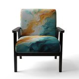 Yellow Teal Abstract Fractal Infinite Ripples - Modern Arm Chair