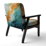 Yellow Teal Abstract Fractal Infinite Ripples - Modern Arm Chair