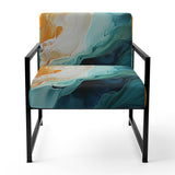 Yellow Teal Abstract Fractal Infinite Ripples - Modern Arm Chair