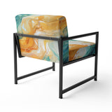 Yellow Teal Abstract Fractal Infinite Ripples - Modern Arm Chair