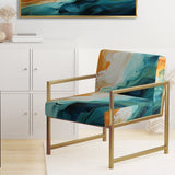 Yellow Teal Abstract Fractal Infinite Ripples - Modern Arm Chair