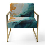 Yellow Teal Abstract Fractal Infinite Ripples - Modern Arm Chair