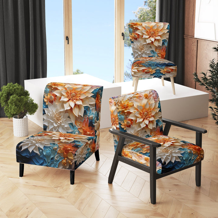 Yellow Beige Abstract Fractal Infinite Symphony - Modern Accent Side Chair